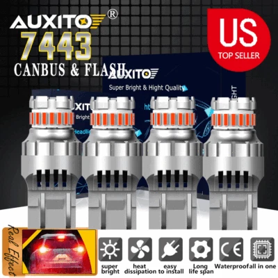 AUXITO 7443 7444 Rojo LED Intermitente Freno Trasero Parada Bombillas Pack4 Foto 1 de 4