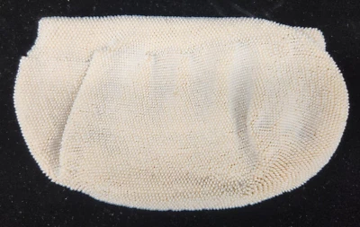 Vintage White Heavily Beaded Evening Hand Purse Satin Lined Zippered 8.5" X 5" - Image 1 of 4