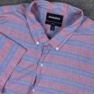 Bonobos Shirt Mens XXL Long Slim Short Sleeve Button Down Striped Summer Preppy - Picture 1 of 8