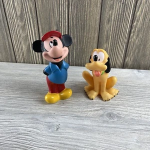 Disney Vintage Mickey Mouse 6 Zoll und Pluto Gummi Spielzeug Figur - Bild 1 von 14