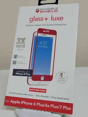 ZAGG Invisible Shield Glass+ Luxe Screen Protector iPhone 6, 6s, 7, 8 PLUS - Red - Image 1 of 3