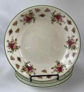 NEW  4 - Royal Albert Old Country Roses HTF Green Trim  9” Pasta / Salad Bowls - Picture 1 of 6