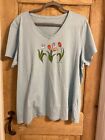 Life Is Good Tshirt femme taille 2X avec tulipes