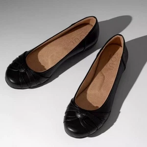 SOUL Naturalizador Regalo Ballet Plano en Cuero Vegano Negro Talla 8 Nuevo en Caja - Imagen 1 de 10