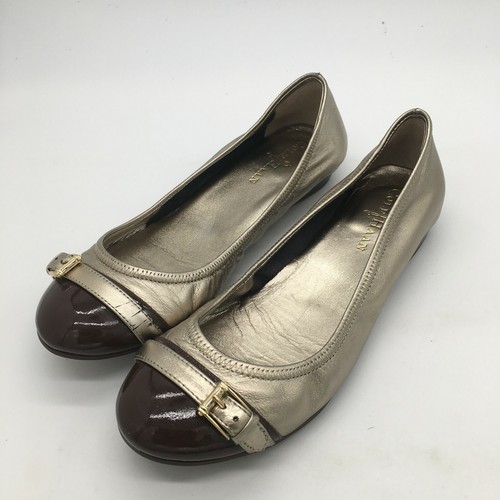Ballerine Cole Haan NikeAir fibbia oro e marrone cacao slip on donna 7 5B