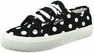 Superga 2750 Polkadots Black White Womens Canvas Trainers - Picture 1 of 6