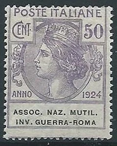 1924 REGNO PARASTATALI 50 CENT INV. GUERRA ROMA MNH ** - ED420 - Picture 1 of 1