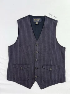 Ralph Lauren Rugby Vest RARO Vintage Uomo Gilet Gilet Gessato Navy - Foto 1 di 14
