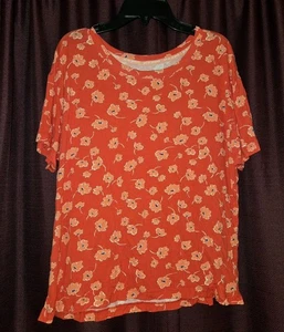 Joyspun U-Ausschnitt Kurzarm Pyjama T-Shirt-rot Blumen Mohnblumen-Gr-L(12-14) - Bild 1 von 10