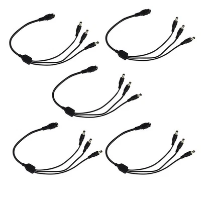 5Pcs 1:3 DC Power Splitter Cable Cord 1 Female to 3 Male 5.5x2.1mm 12V Port Part - Image 1 of 4