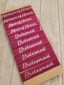 VENTA Juego de 10 Corbatas para Cabello de Novia Borgoña y Plata Dama de Honor Matrona - Imagen 1 de 1