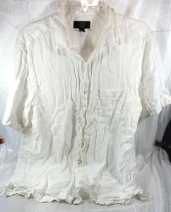 Linen Club Room Luxury Men's Short Sleeve 100% Linen Shirt - White - Large - Picture 1 of 4