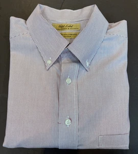 Camisa de vestir Roundtree & Yorke GOLD LABEL para hombre 16,5-34 rayas rojas 100 % algodón - Imagen 1 de 9