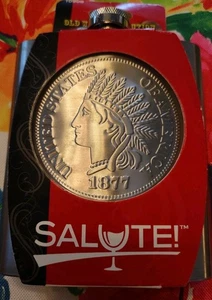 SALUTE Old West Collection Flask INDIAN HEAD PENNY DESIGN Stainless NEW - Picture 1 of 4