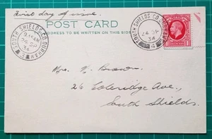 1934 KGV Photogravure 1d Scarlet Postcard FDC South Shields Co Durham 3 &4 24 SP - Picture 1 of 2