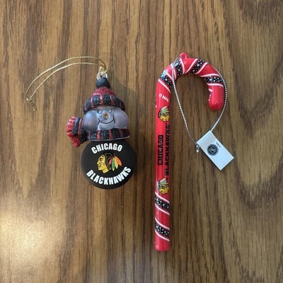 Chicago Blackhawks NHL Light Up Snowman Christmas Ornaments - Image 1 of 2