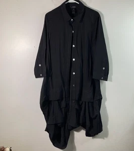 Damen Ali Miles Lagenlook asymmetrisches Kleid mit Knöpfen schwarz XL Viskose Nylon - Bild 1 von 10