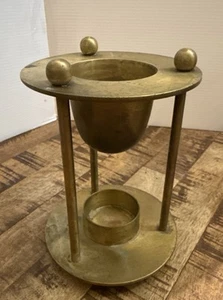 Vintage Messing Mid Century Modern ÄTHERISCHE Öl Brenner & Teelichthalter 6" hoch - Bild 1 von 5