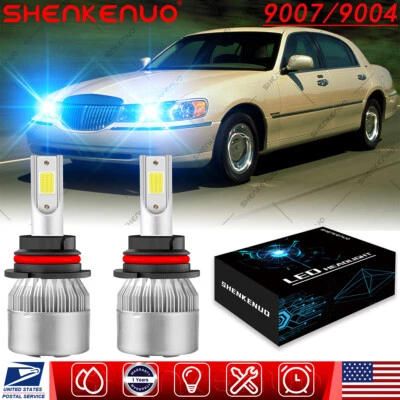 Blue 9007 HB5 LED Headlight Bulb High-Low Beam C6 For LINCOLN Town Car 1990-2002 - Image 1 of 4