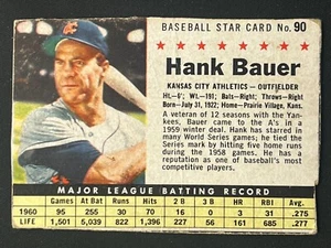 HANK BAUER 1961 Post Cereal Base #90 | Athletics - Picture 1 of 2