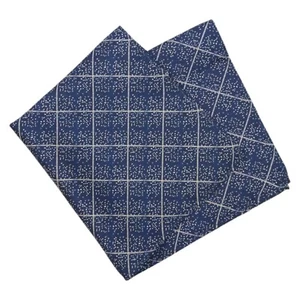 Mens Silk Handkerchief Navy Pocket Square Grid Check Designer Fashion Hanky 13" - Picture 1 of 5