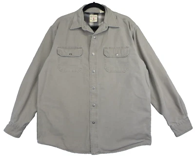 Red Head Brand Co. Flannel Lined Canvas Snap Chore Jacket Gray Brown Size Large - Image 1 of 4