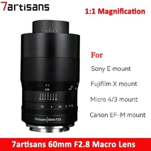 7artisans MF 60mm F2.8 APS-C Macro Lens For M43/Fuji FX/ Sony E /Canon EOS-M - Picture 1 of 18