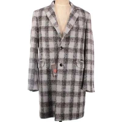 Abrigo largo Etro nuevo con etiquetas mezcla de alpaca/lana talla 52 L en gris claro/negro/marrón a cuadros Foto 1 de 4