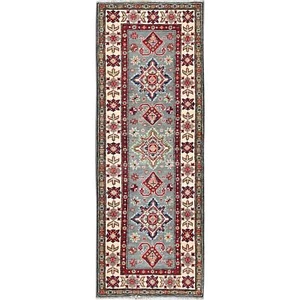 2'2"x6' Misty Gray Kazak Medallions Design Wool Hand Knotted Runner Rug R498 - Picture 1 of 7