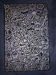 Schwarz Leder Silber Hand gekritzelt 5,7” x 8,4” Journal Shortiez Tinte Geschenk Monster - Bild 1 von 3