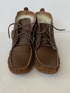 AUSTRALIA LUXE COLLECTIVE Men's 12M Buff Leather Boondock Genuine Shearling Boot - Picture 1 of 10