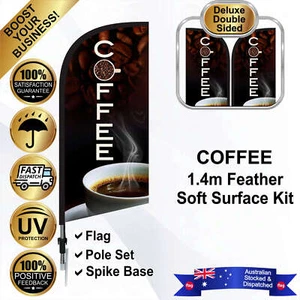 COFFEE Deluxe Brown 1.4m Feather Flag/Banner Kit with Spike *High-Quality - Picture 1 of 8