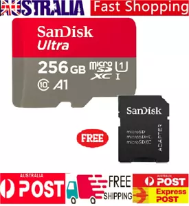 SanDisk Ultra Micro SD Card 256GB TF SDHC Class10 100MBs Camera Phone + Adapter - Picture 1 of 6