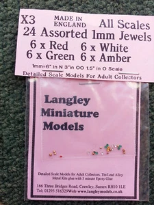 24 1mm red green white amber jewels for car / traffic lights X3 OO Scale Model - Picture 1 of 4