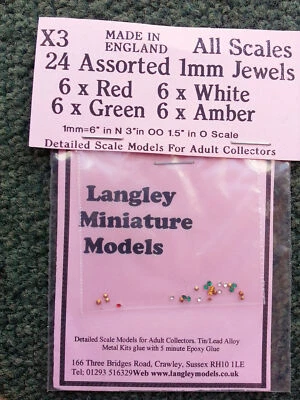 24 1mm red green white amber jewels for car / traffic lights X3 OO Scale Model - Image 1 of 4