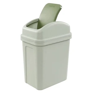 1.8 Gallon Plastic Trash Can with Swing Top Swing Lid Small Garbage Bin Green - Picture 1 of 7
