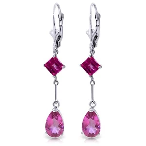 4.95 Carat 14K Solid White Gold Chandelier Earrings Pink Topaz Gemstone - Picture 1 of 2