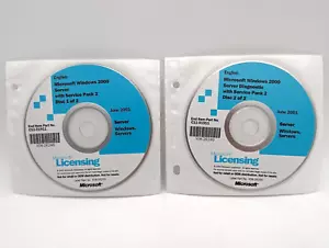 Microsoft Licensing Windows 2000 Server w/ Service Pack 2 SP2 CDs Discs 1 & 2 - Picture 1 of 6