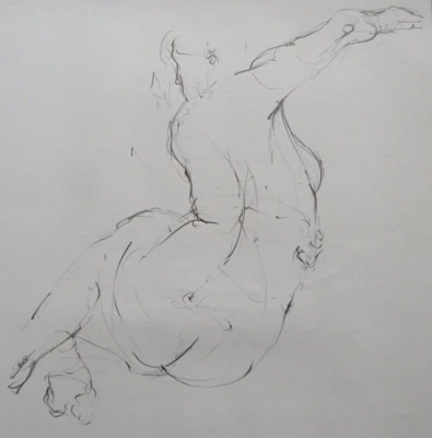 Medium Hand Drawn Pencil Life Drawing Study of a Floor Seated Female Nude - Image 1 of 4