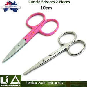 2 Pieces Steel Nail Scissors Cuticle Clipper Manicure Hair Removal Trimmers New - Picture 1 of 10