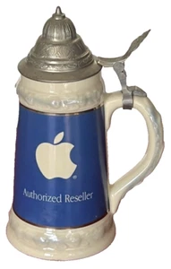 Apple Computer Beer Stein w/Lid Authorized Reseller Inacom Blue & White 9" RARE - Picture 1 of 20