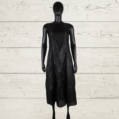 NOA NOA Black Floral Shiny Shimmer Sleeveless A Line Long Dress S Crew Neck — 第 1/4 张图片