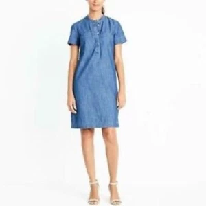 Neu! J. Crew Denim Kurzarm Hemdblusenkleid blau, Gr. XXS - Bild 1 von 16