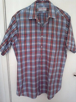 Lac Semtani, HK tailor  button up Short Sleeve Shirt Blue & Red Check/Plaid L - Image 1 of 3