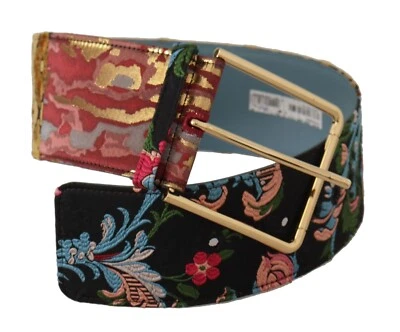 DOLCE & GABBANA Belt Wide Waist Emroidered Leather Gold Metal Buckle s.70cm 28in - Image 1 of 4
