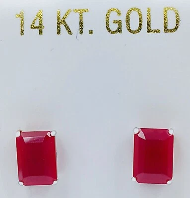 GENUINE 2.40 Cts RUBY STUD EARRINGS 14K WHITE GOLD - Free Appraisal Service - Image 1 of 4