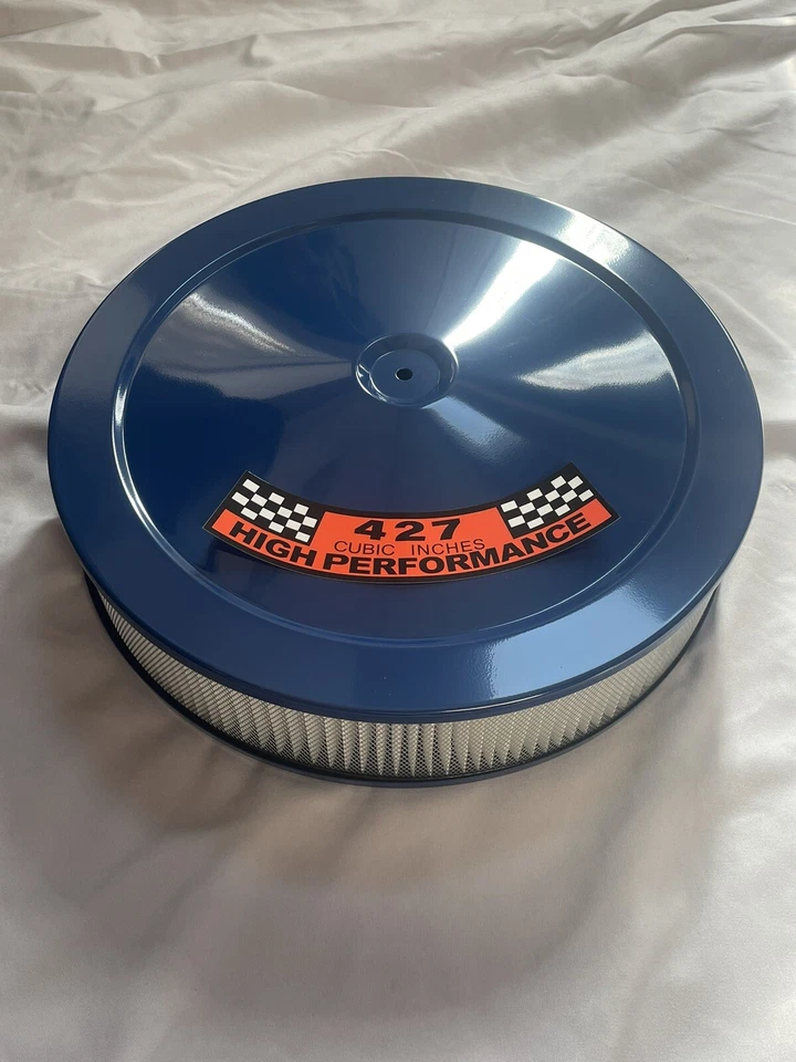 427 Ford Filtro Aire Blanco 14x3 Ford Azul Acero Purificador Aire Calcomanía Foto 1 de 1