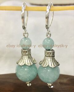 Fashion handmade blue aquamarine charms Tibetan silver earrings