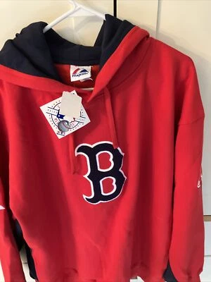 Adult Unisex New Majestic XL Boston Redsox Embroidered Red Sweatshirt With Hood - Image 1 of 4