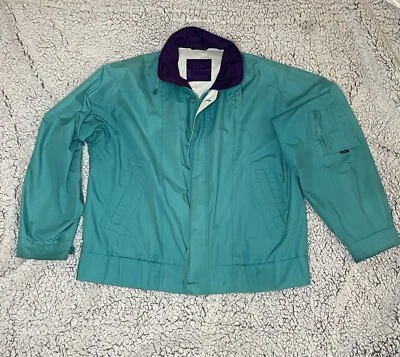 Chaqueta cortavientos vintage años 90 London Fog Teal talla mediana regular Foto 1 de 4